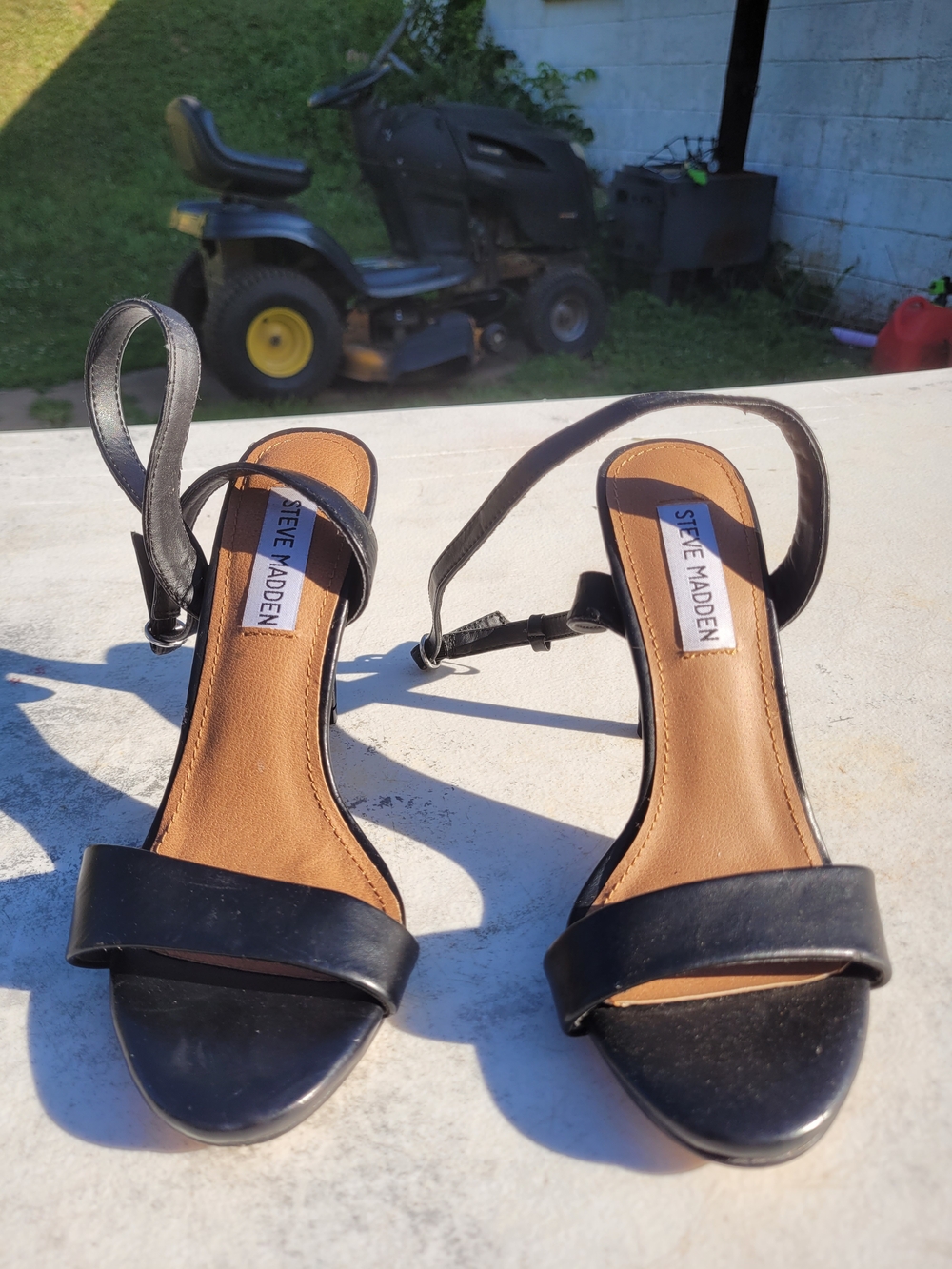 Steve Madden Reno Black Ankle-Strap Heels - Size 6.5M